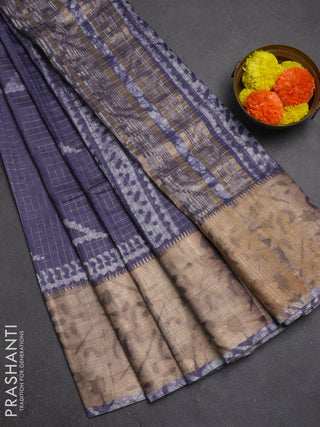 Grey Semi Chanderi Saree - Batik Prints