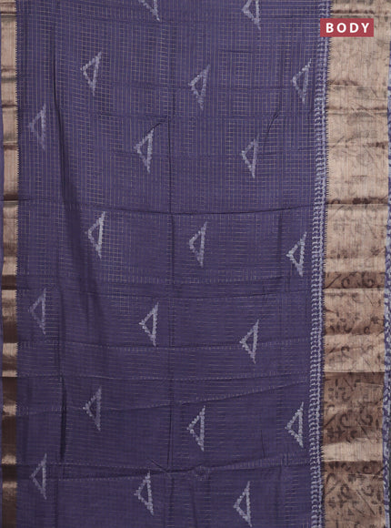 Grey Semi Chanderi Saree - Batik Prints