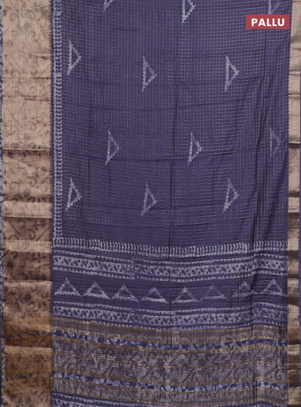 Grey Semi Chanderi Saree - Batik Prints