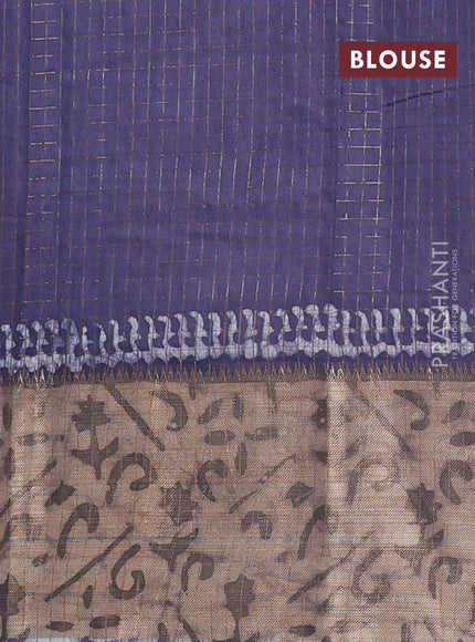 Grey Semi Chanderi Saree - Batik Prints
