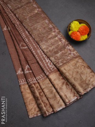 Brown Semi Chanderi Saree - Batik Prints