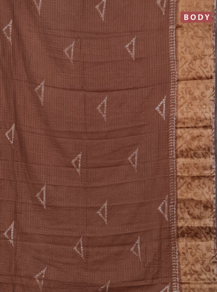 Brown Semi Chanderi Saree - Batik Prints