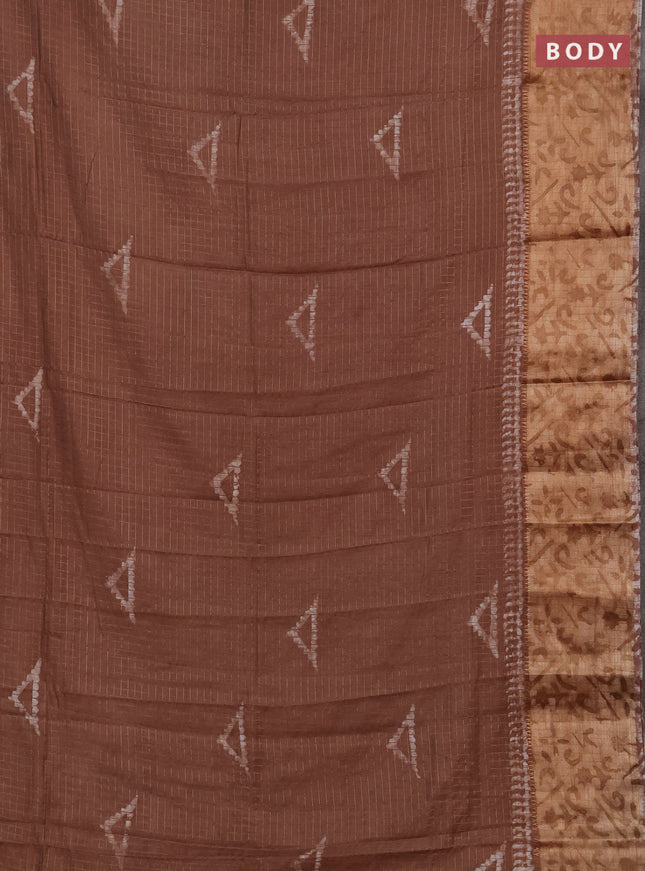 Brown Semi Chanderi Saree - Batik Prints