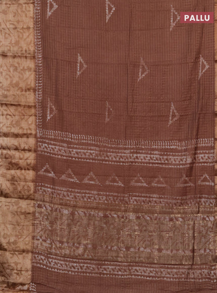 Brown Semi Chanderi Saree - Batik Prints