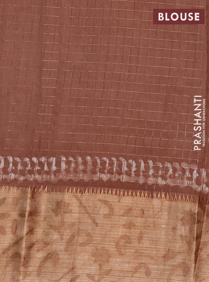 Brown Semi Chanderi Saree - Batik Prints