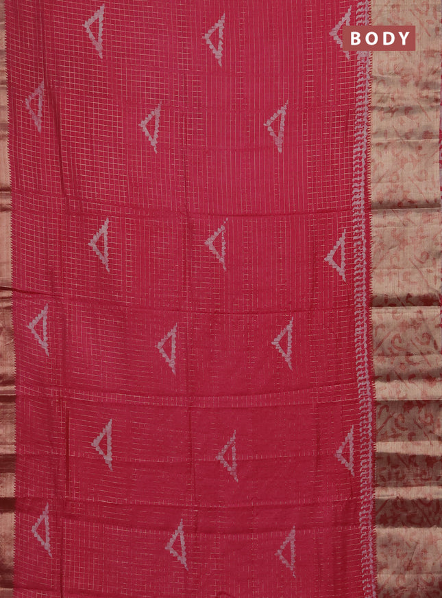 Pink Semi Chanderi Saree - Batik Prints