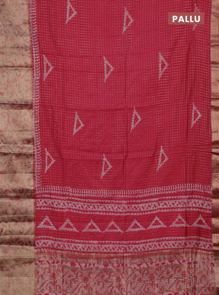 Pink Semi Chanderi Saree - Batik Prints