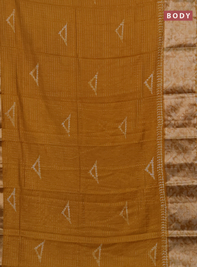 Mustard Yellow Semi Chanderi Saree - Batik Prints