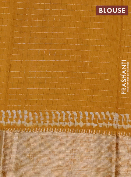 Mustard Yellow Semi Chanderi Saree - Batik Prints