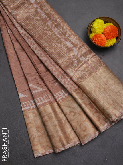 Beige Semi Chanderi Saree - Batik Prints