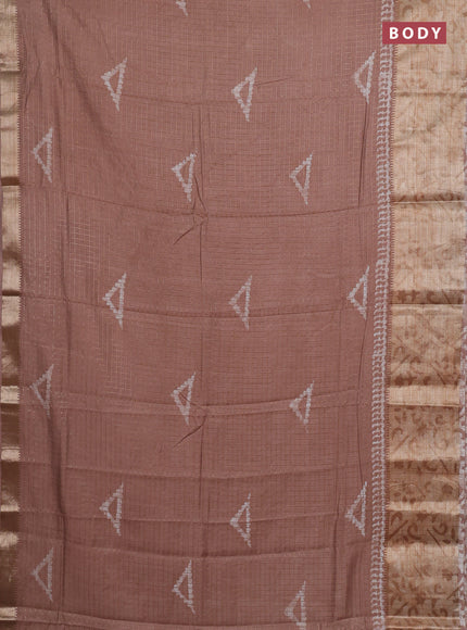 Beige Semi Chanderi Saree - Batik Prints