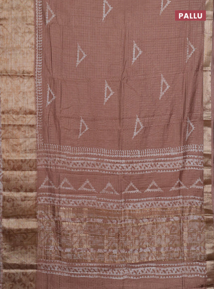 Beige Semi Chanderi Saree - Batik Prints
