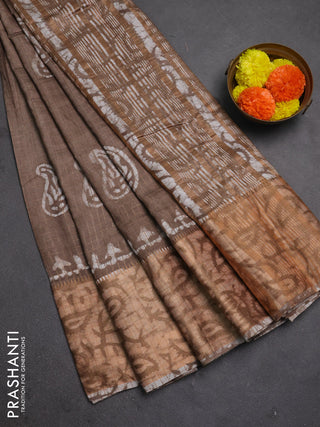 Beige Semi Chanderi Saree - Batik Prints