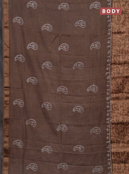 Beige Semi Chanderi Saree - Batik Prints