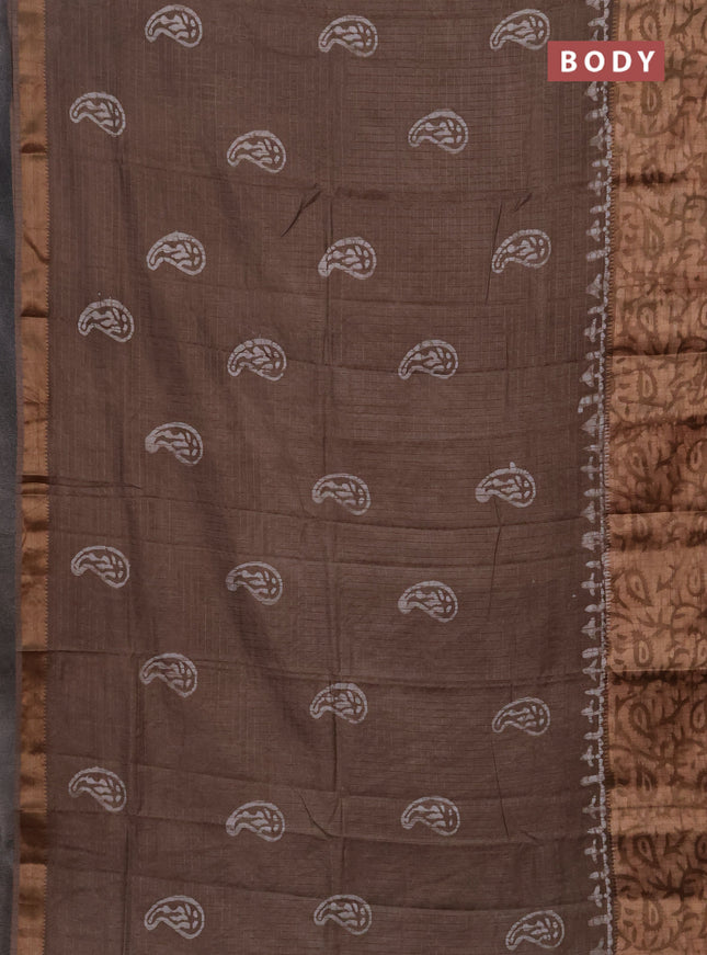 Beige Semi Chanderi Saree - Batik Prints