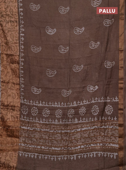 Beige Semi Chanderi Saree - Batik Prints