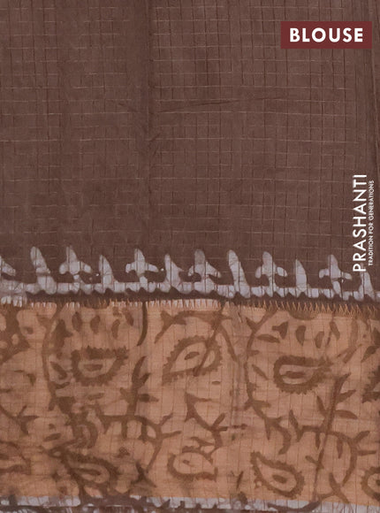 Beige Semi Chanderi Saree - Batik Prints