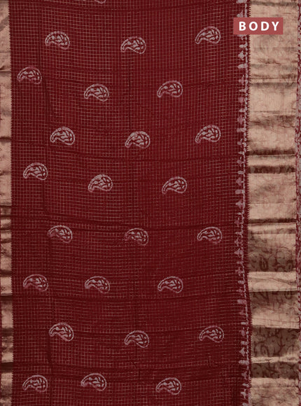 Maroon Semi Chanderi Saree - Batik Prints