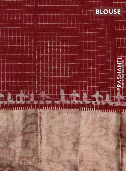 Maroon Semi Chanderi Saree - Batik Prints