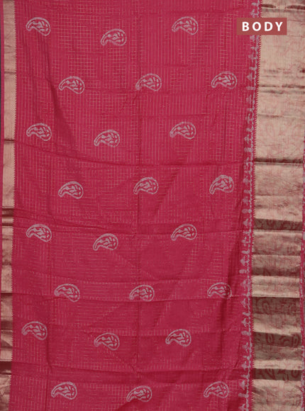 Pink Semi Chanderi Saree - Batik Prints