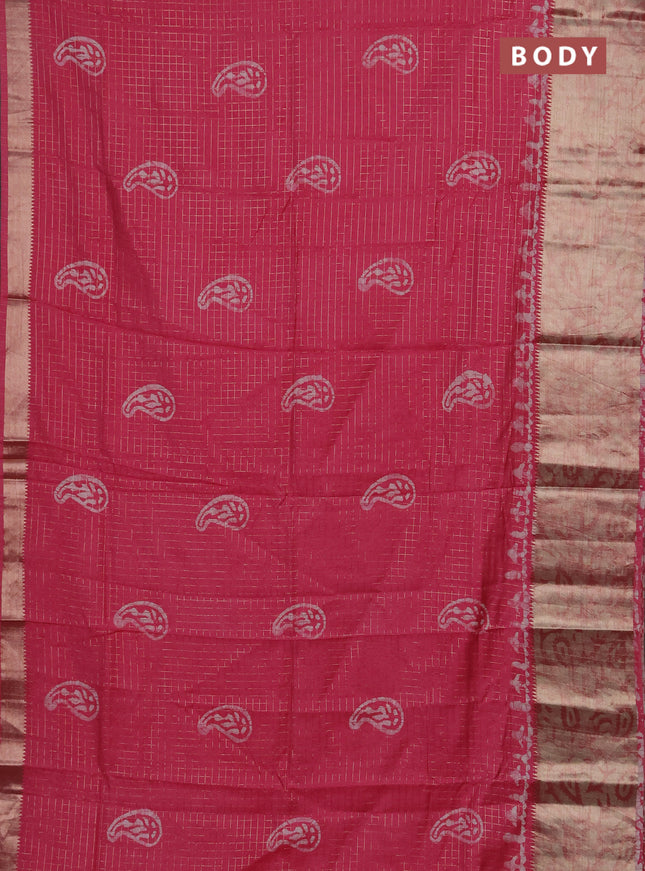 Pink Semi Chanderi Saree - Batik Prints