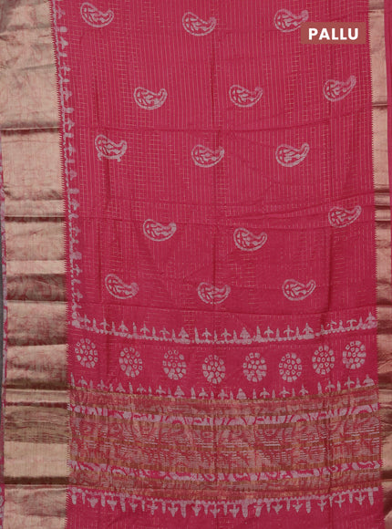 Pink Semi Chanderi Saree - Batik Prints