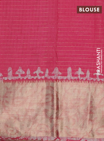 Pink Semi Chanderi Saree - Batik Prints