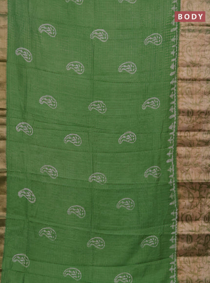 Green Semi Chanderi Saree - Batik Prints
