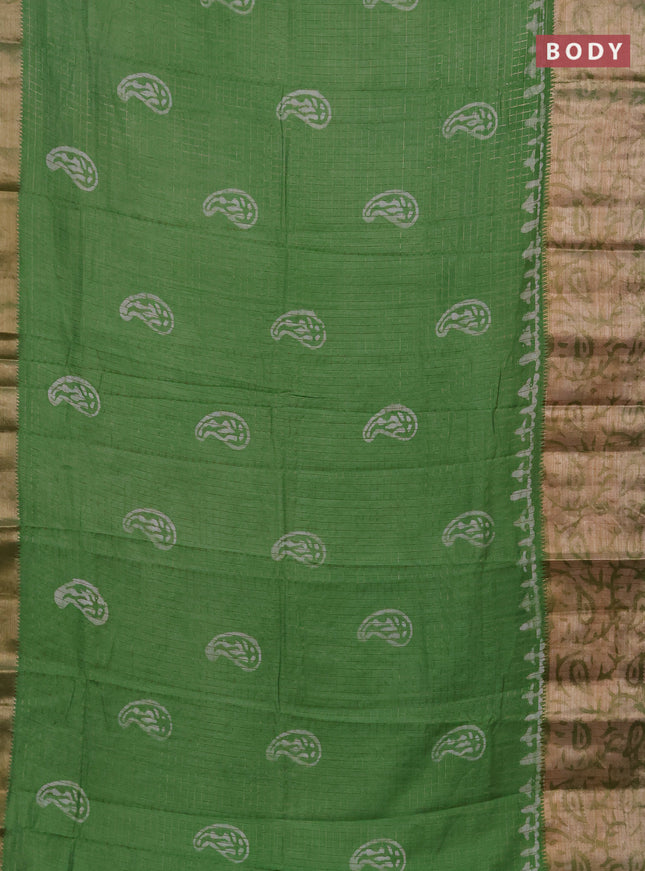 Green Semi Chanderi Saree - Batik Prints