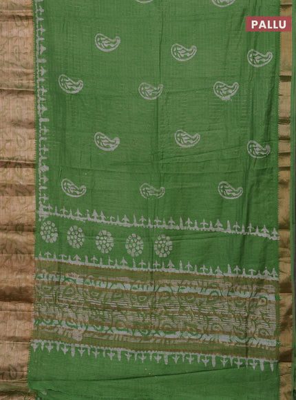 Green Semi Chanderi Saree - Batik Prints