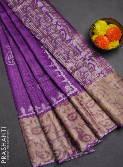 Lavender Semi Chanderi Saree - Batik Prints