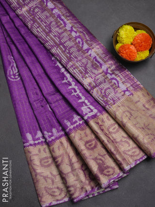 Lavender Semi Chanderi Saree - Batik Prints