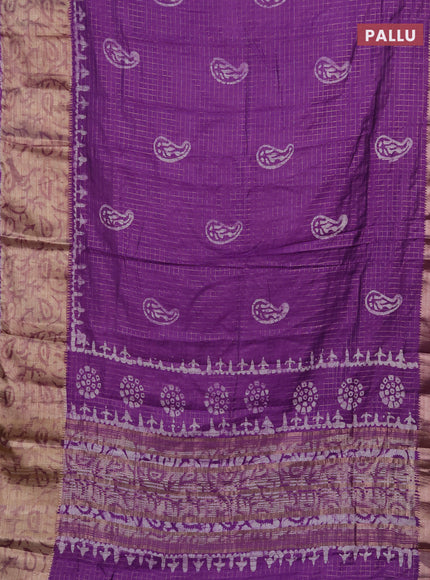 Lavender Semi Chanderi Saree - Batik Prints