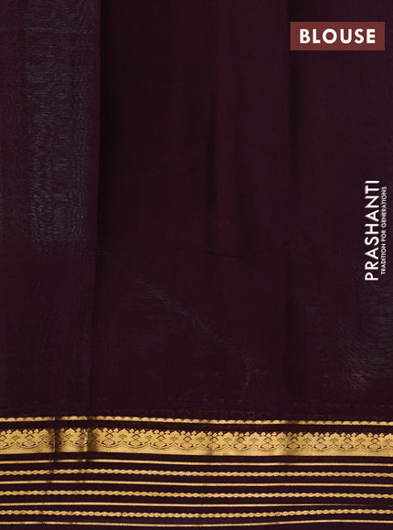 Teal & Wine Pure Mysore Silk Saree - Contarst Border