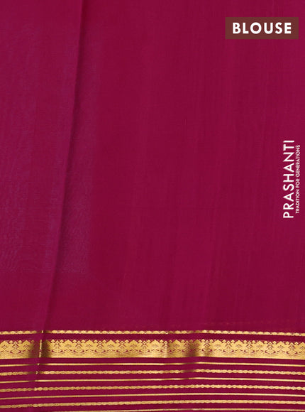 Teal Blue & Pink Pure Mysore Silk Saree -Contarst Border