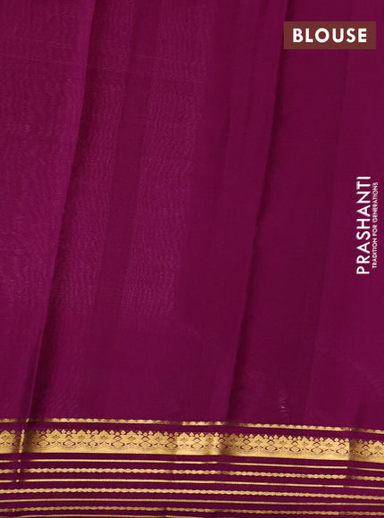 Pastel Peach & Purple Pure Mysore Silk Saree -Contarst Border