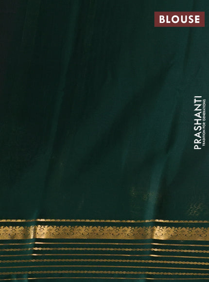 Magenta Pink & Green Pure Mysore Silk Saree -Contarst Border
