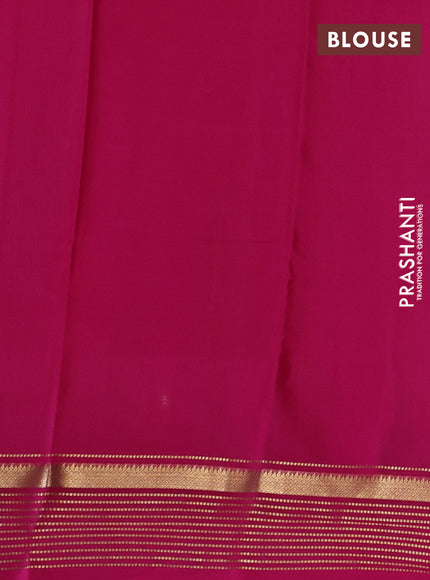 Grey & Pink Pure Mysore Silk Saree -Contarst Border