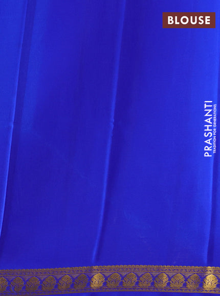 Light Blue & Blue Pure Mysore Silk Saree -Contarst Border