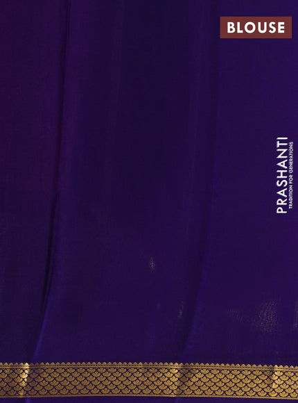 Magenta Pink & Blue Pure Mysore Silk Saree -Contarst Border
