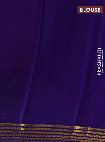 Magenta Pink & Blue Pure Mysore Silk Saree -Contarst Border