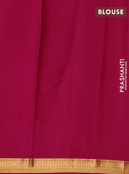 Light Green & Pink Pure Mysore Silk Saree -Contarst Border