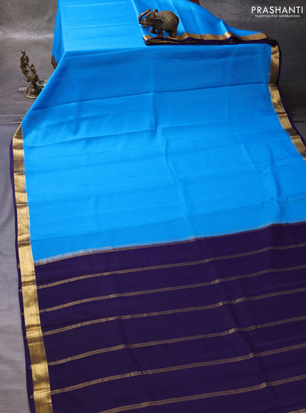 Cs Blue & Blue Pure Mysore Silk Saree -Contarst Border