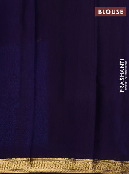 Cs Blue & Blue Pure Mysore Silk Saree -Contarst Border