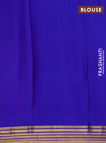 Pink & Blue Pure Mysore Silk Saree -Contarst Border