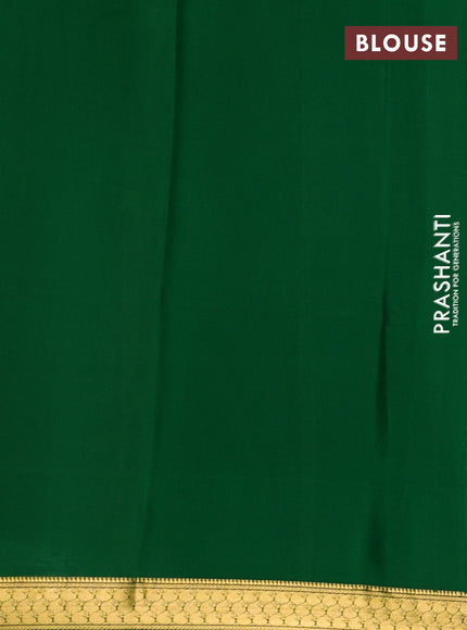 Wine & Green Pure Mysore Silk Saree -Contarst Border