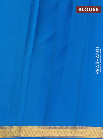 Light Green & Cs Blue Pure Mysore Silk Saree -Contarst Border