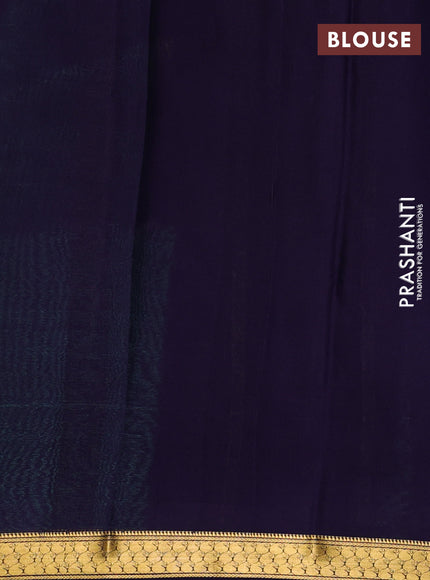 Red & Blue Pure Mysore Silk Saree -Contarst Border