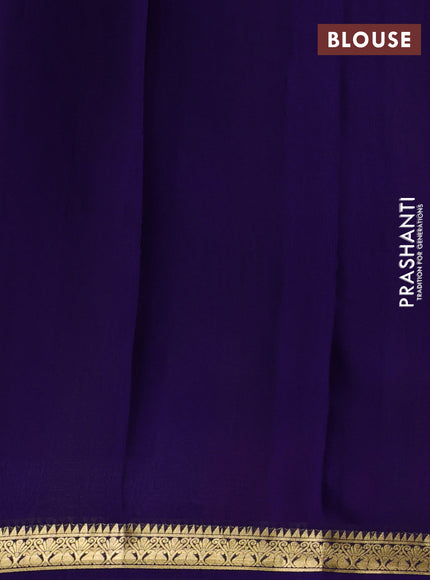 Magenta Pink & Violet Pure Mysore Silk Saree -Contarst Border