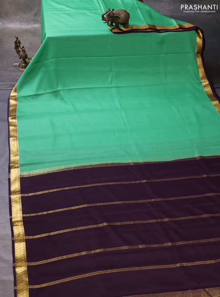 Green & Wine Pure Mysore Silk Saree -Contarst Border